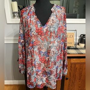 EUC-Beautiful Boho Floral Blouse